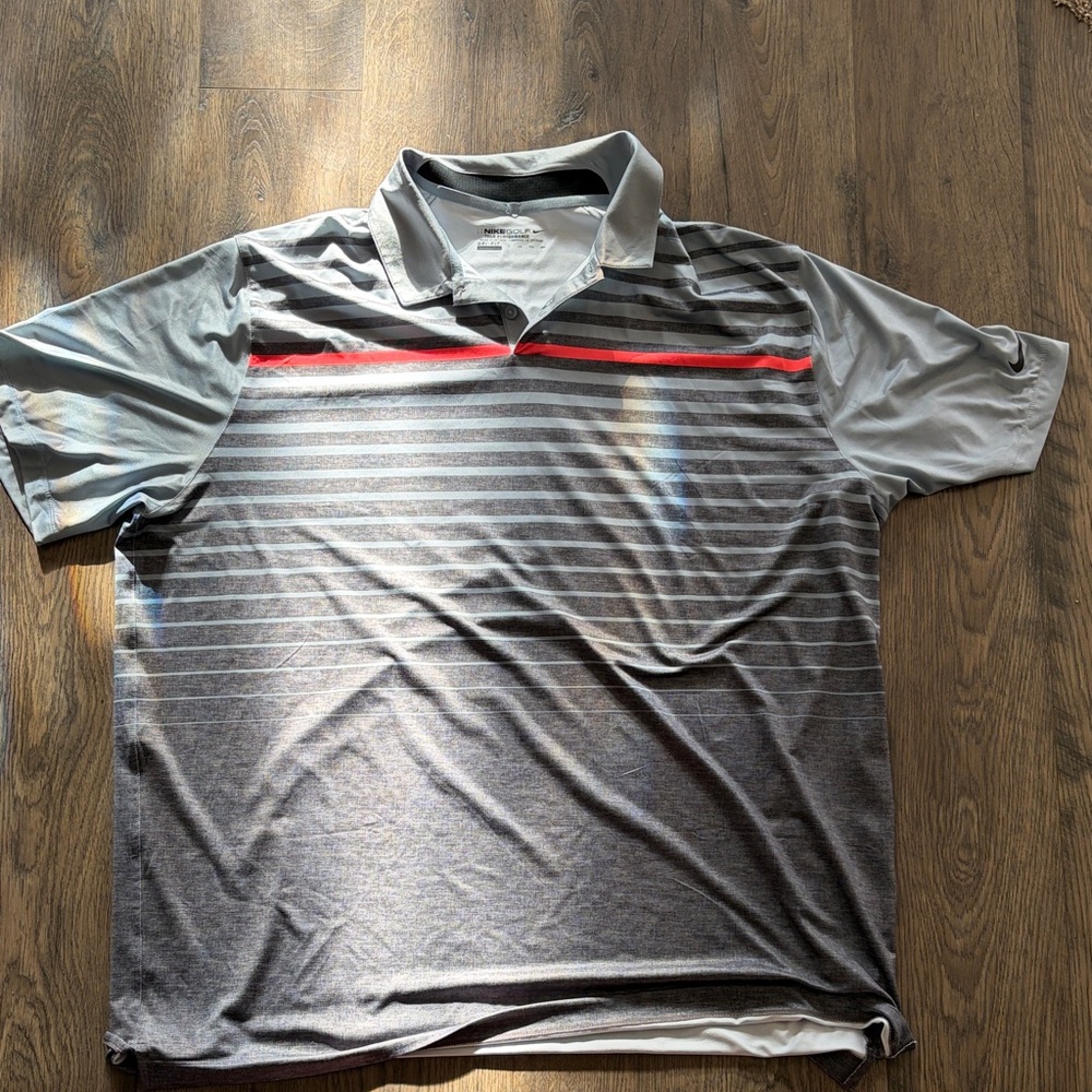 Nike Gray Polo with Red Stripe